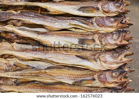 Pile of Dry salt fish