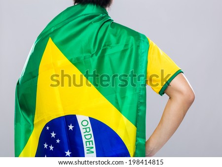 Backview of sportman wear with Brazil flag