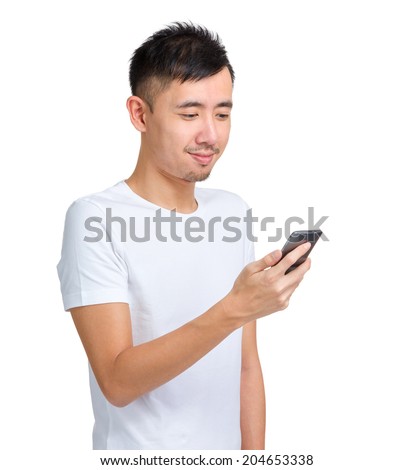 Asian man look at mobile phone