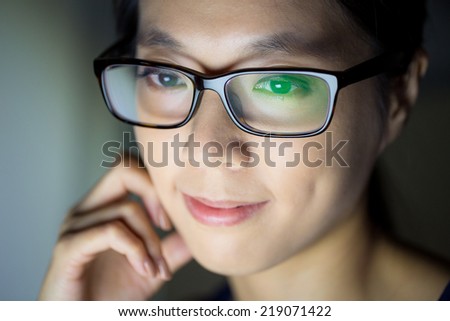 Woman look at computer screen