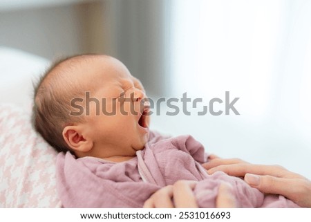 Similar – Image, Stock Photo Sweet newborn sleeping in soft bed at home