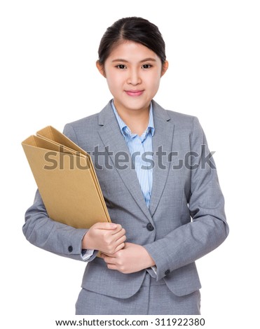Asian young businesswoman hold with folder