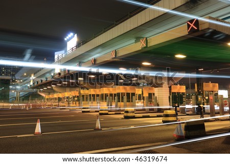 toll booths with car light in Hong Kong