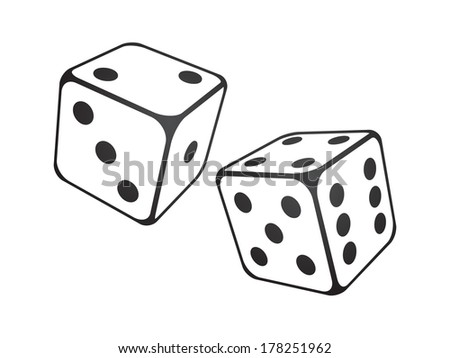 Vector illustration of dice on the white background