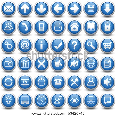 The most necessary buttons for a Web site and programs (42 buttons, vector illustration).