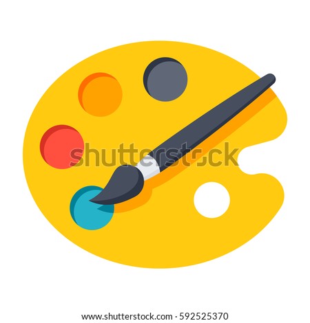 Paint brush with palette vector icon in flat style