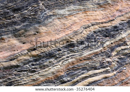 Texture of layered volcano rock in Japan