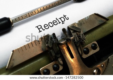 Receipt text on typewriter