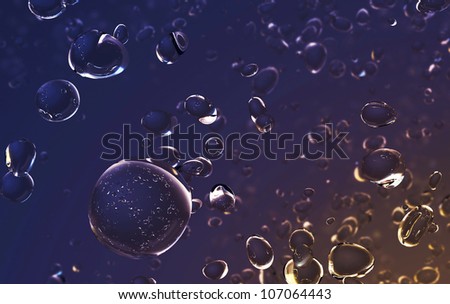 Abstract world under water with bubbles.