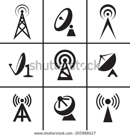 Antenna and satellite dish icons set vector illustration