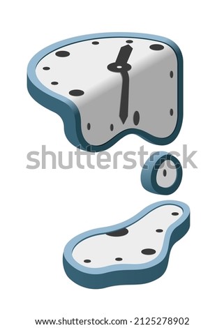Surrealistic clock melting and dripping forming puddle