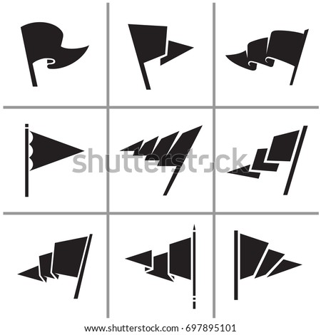 Flag triangle icon and signs set vector illustration