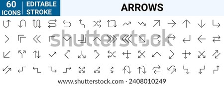 Line Arrows Chevrons and Directions line web icons.  Outline Icons. Vector illustration.