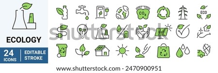 Ecology line web icons. Carbon footprint, CO2 neutral, net zero, sustainable development. Simple vector illustration. Editable stroke