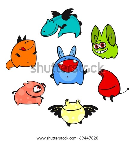 Cute Monsters #8 (Raster Version) Stock Photo 69447820 : Shutterstock