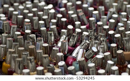 several bottles of nail polish at a beauty shop