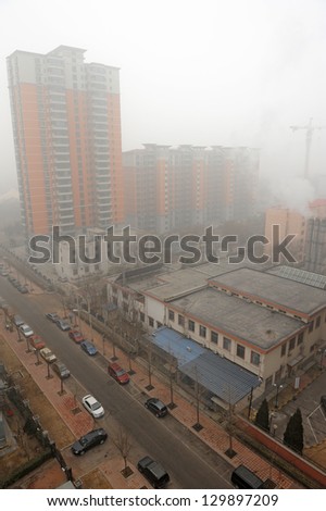 BEIJING - FEB 28: Severe air pollution on February 28, 2013 in Beijing, China. Air quality index levels were classed as \