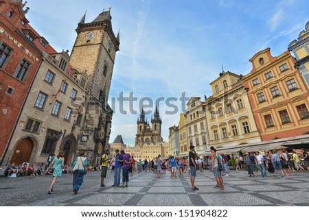 PRAGUE - JULY 23: view of Old Town of Prague on July 23, 2013 in Prague, Czech Republic. The town is a UNESCO world heritage site since 1992 and received over 5 million visitors in year 2012.