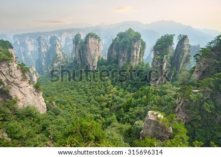 Nature in China - mountain landscape of Zhangjiajie Wulingyuan National Park, Unesco world heritage site