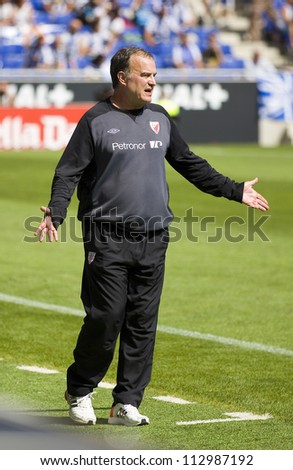 BARCELONA, SPAIN - SEPTEMBER 16: Marcelo Bielsa, coach of Athletic, during the Spanish League match between RCD Espanyol and Athletic Club, final score 3-3, on September 16, 2012, in Barcelona, Spain.