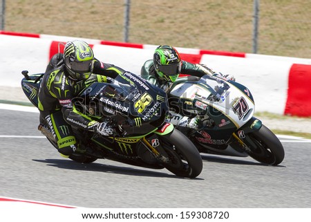 BARCELONA, SPAIN - JUNE 14: Cal Crutchlow (35) of Monster Yamaha racing at Practice Session of MotoGP Grand Prix of Catalunya, on June 14, 2013 in Barcelona, Spain. Valentino Rossi posts the fastest time.