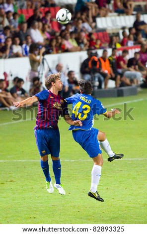 Barcelona - August 9: Alejandro Grimaldo (L) And Jose Pirulo (R) In ...