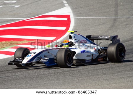 BARCELONA - OCTOBER 9: Daniil Move of P1 Motorsport team racing at Formula Renault 3.5 World Series, on October 9, 2011, in Circuit de Catalunya, Barcelona, Spain. The winner was Albert Costa.