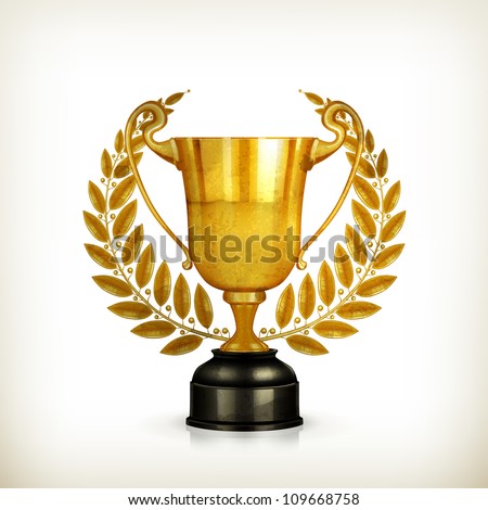 Golden trophy, old style vector isolated
