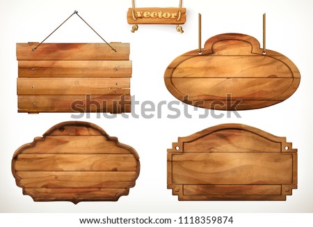 Wooden board, old wood vector set Foto stock © 
