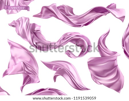 Violet curtain, fabric 3d realistic vector set ストックフォト © 