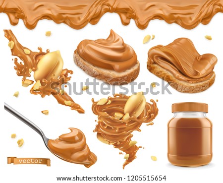 Peanut butter. 3d vector realistic icon set