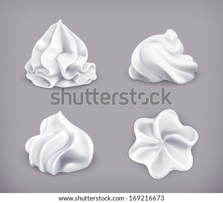 Whipped cream, vector icon set