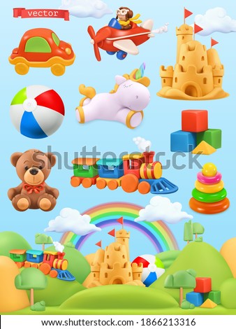 Toys set. 3d vector illustration