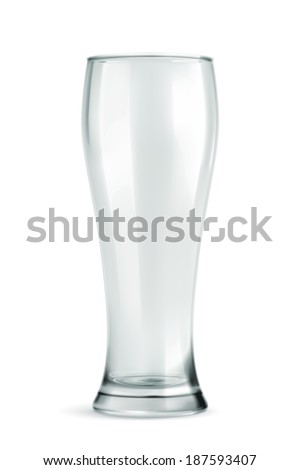 Traditional beer glass, empty, vector illustration isolated on white background