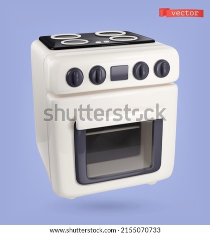 Kitchen stove 3d render vector icon
