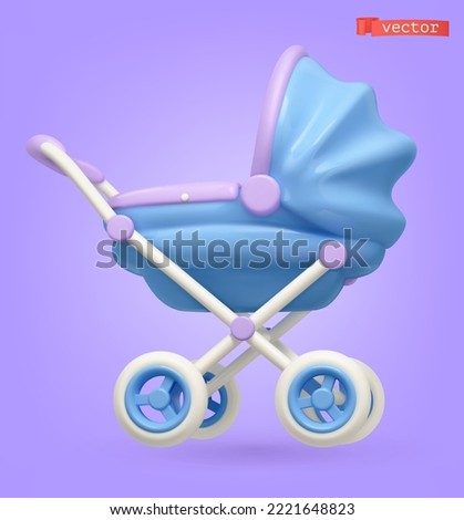 Baby stroller cartoon 3d vector icon