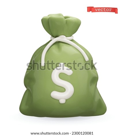 Money bag 3d cartoon vector icon