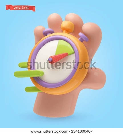 Hand with stopwatch 3d cartoon vector icon