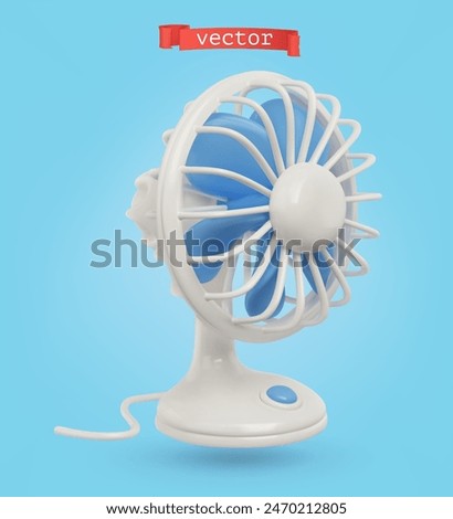 Table fan, 3d render vector cartoon icon