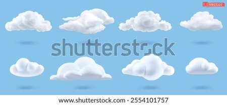 Clouds icon 3d cartoon vector set