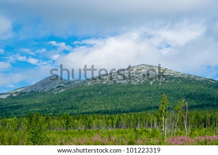 View of the Ural Mountains in Perm Krai. Russia