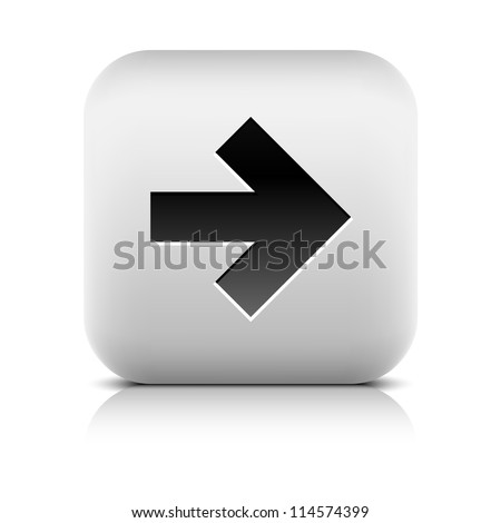 Stone web 2.0 button arrow symbol next sign. White rounded square shape with black shadow and gray reflection on white background. Vector illustration in wire mesh technique and saved in 8 eps