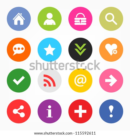 16 popular colors icon with basic sign. Simple circle shape internet button on gray background. This vector illustration web design elements saved 8 eps