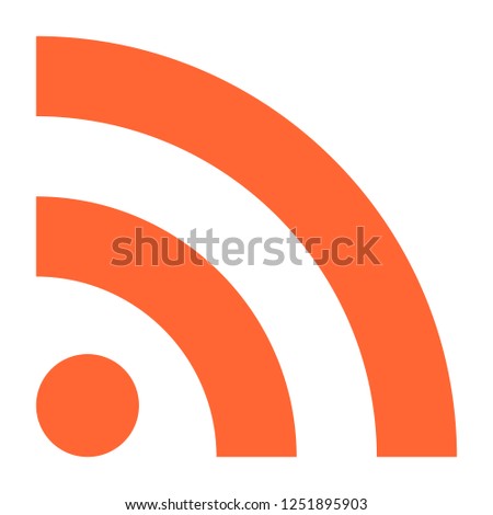 Flat RSS or WiFi icon really simple syndication sign subscribe button. Quick and easy recolorable shape isolated from background. Vector illustration a graphic element for web internet design.
