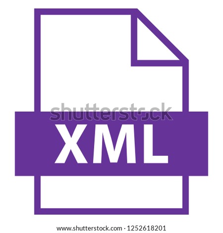 Filename extension icon XML eXtensible Markup Language in flat style. Quick and easy recolorable shape. Vector illustration a graphic element.