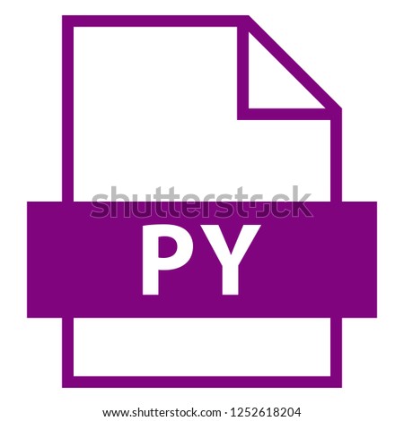 Filename extension icon PY Python Script file in flat style. Quick and easy recolorable shape. Vector illustration a graphic element.