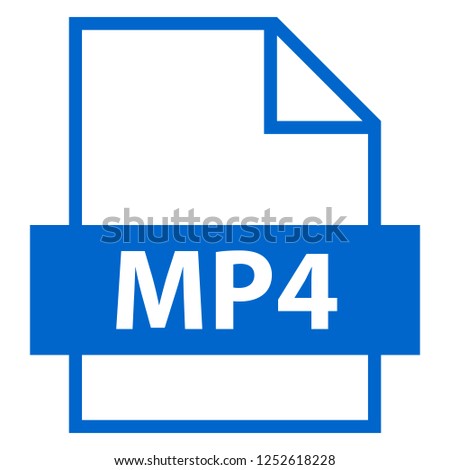 Filename extension icon MP4 MPEG-4 or MP4 is a digital multimedia container format in flat style. Quick and easy recolorable shape. Vector illustration a graphic element.