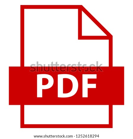Filename extension icon PDF Portable Document Format in flat style. Quick and easy recolorable shape. Vector illustration a graphic element.