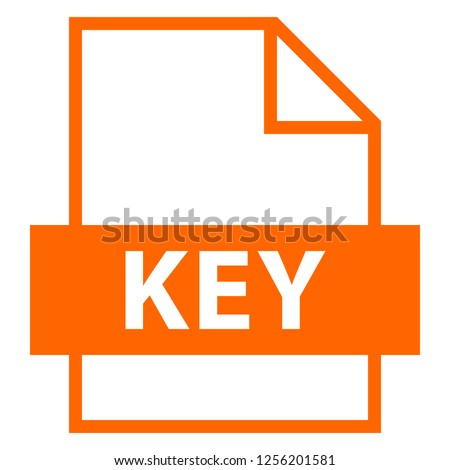 Use it in all your designs. Filename extension icon KEY format file in flat style. Quick and easy recolorable shape. Vector illustration a graphic element.