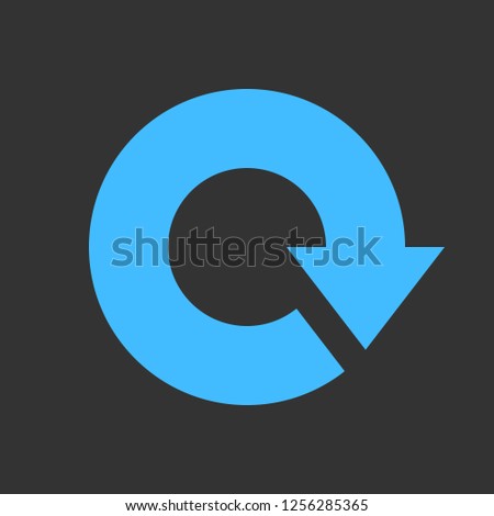 Arrow reload, refresh, rotation, repetition, reset sign. Colored icon on gray background created in 2D flat style. This design graphic element is saved as a vector illustration in EPS file format